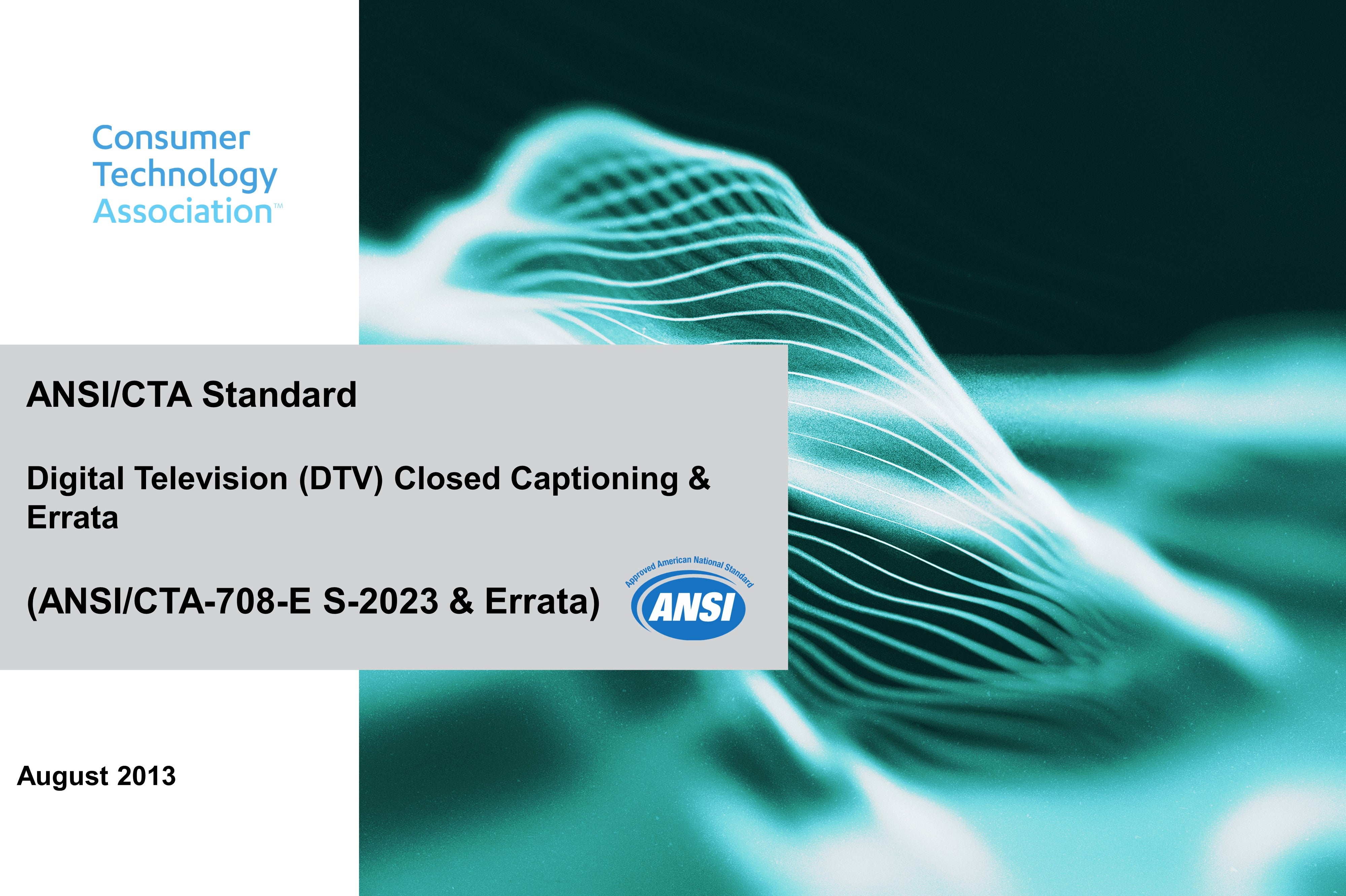 Digital Television DTV Closed Captioning ANSI CTA 708 E S 2023